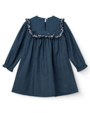 Copenhagen Colors long sleeve dress with frill and embroidery