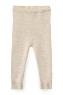 Cream melange merino wool pants, flat lay front view
