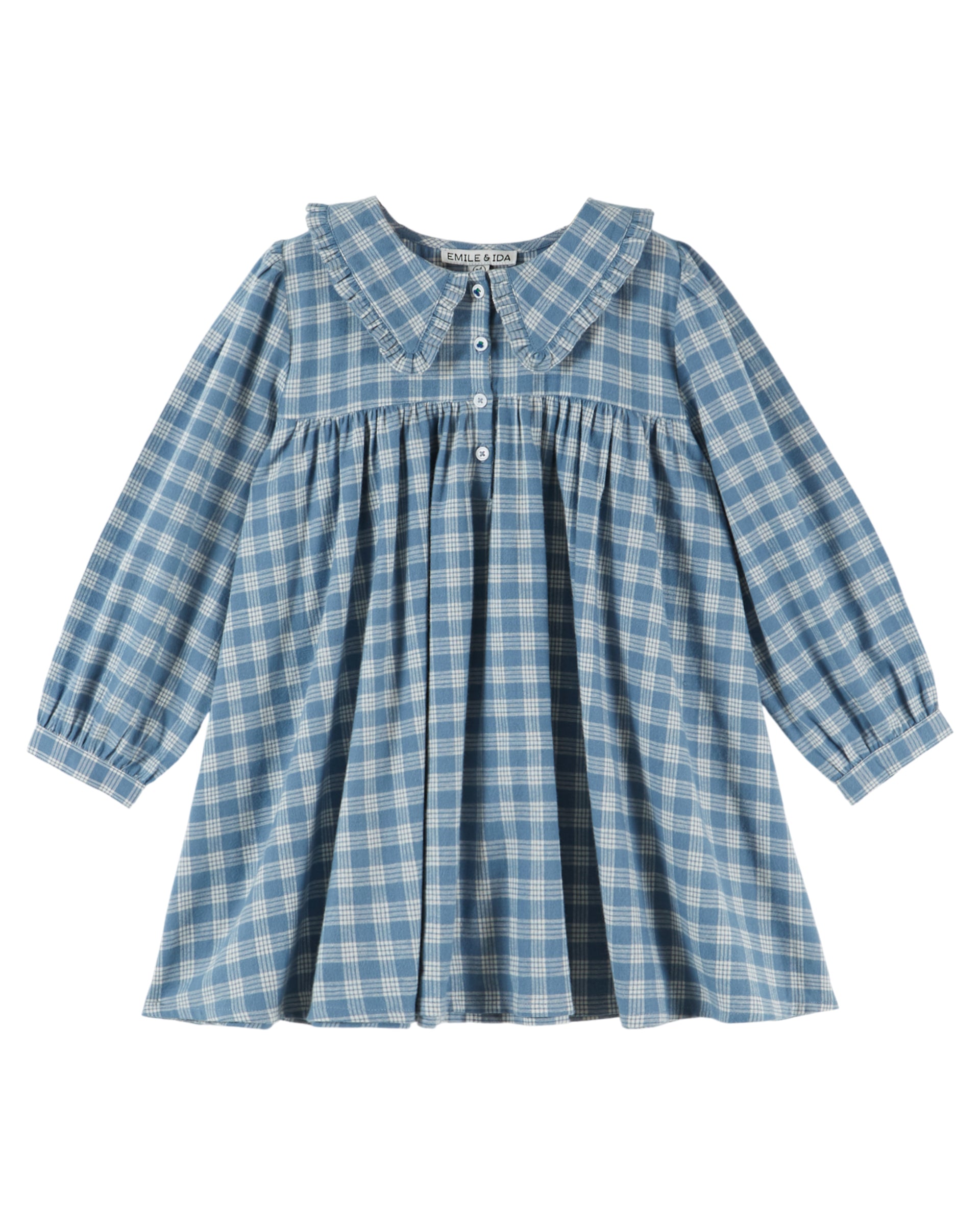 Baby Dress with Ruffle Collar in Check — Emile et Ida – Rama Baby