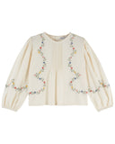 Ecru blouse with cross stitch placket, additional view