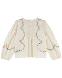 Ecru blouse with cross stitch placket, additional view
