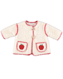 Children's jacket with red apple designs on a white background