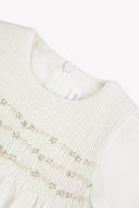 Tartine et Chocolat baby long sleeve dress, pearl, neckline detail
