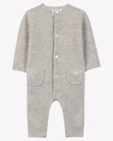 Tartine et Chocolat baby wool cashmere romper, beige melange, front