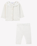Tartine et Chocolat baby cashmere cotton top and bottom set, pearl, front