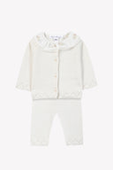 Tartine et Chocolat baby cashmere cotton top and bottom set, pearl, back
