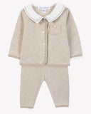 Tartine et Chocolat baby top and bottom set, beige melange, front