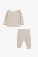 Tartine et Chocolat baby top and bottom set, beige melange, collar detail