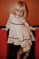 Copenhagen Colors toddler floral dress with lace piping sand