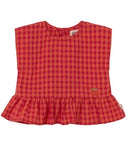 Cozmo "Lua" Short Sleeve Gingham Blouse in Tomato - My Little Cozmo - Blouse