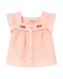 Cozmo "Vivi" Short Sleeve Ruffle Blouse in Cloud Pink - My Little Cozmo - Blouse
