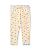 Floral-patterned pajama pants on a white background