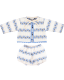 Baby outfit with floral pattern on a white background