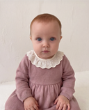 My Little Cozmo florida baby dress with lace collar pink knit