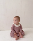 My Little Cozmo florida baby dress with lace collar pink knit