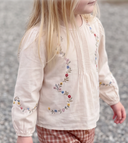 Emile et Ida toddler cross stitch blouse ecru