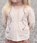 Emile et Ida toddler cross stitch blouse ecru