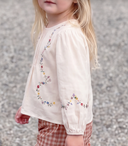 Emile et Ida toddler cross stitch blouse ecru
