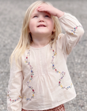 Emile et Ida toddler cross stitch blouse ecru