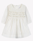 Tartine et Chocolat baby long sleeve dress, pearl, front
