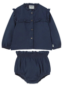 Cozmo baby denim blouse + bloomers navy