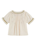 AD041 Emile et Ida Smocked Blouse w. Embroidered Flowers in Cream for Baby - Emile et Ida - Blouse