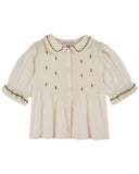 AD041 Emile et Ida Smocked Blouse w. Embroidered Flowers in Cream for Toddler - Emile et Ida - Blouse