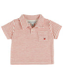 AD092A Emile et Ida "Rayure Coquelicot" Baby Striped Terry Polo in Red - Emile et Ida - Shirt