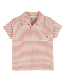 AD092A Emile et Ida "Rayure Coquelicot" Striped Terry Polo in Red for Toddler - Emile et Ida - Shirt