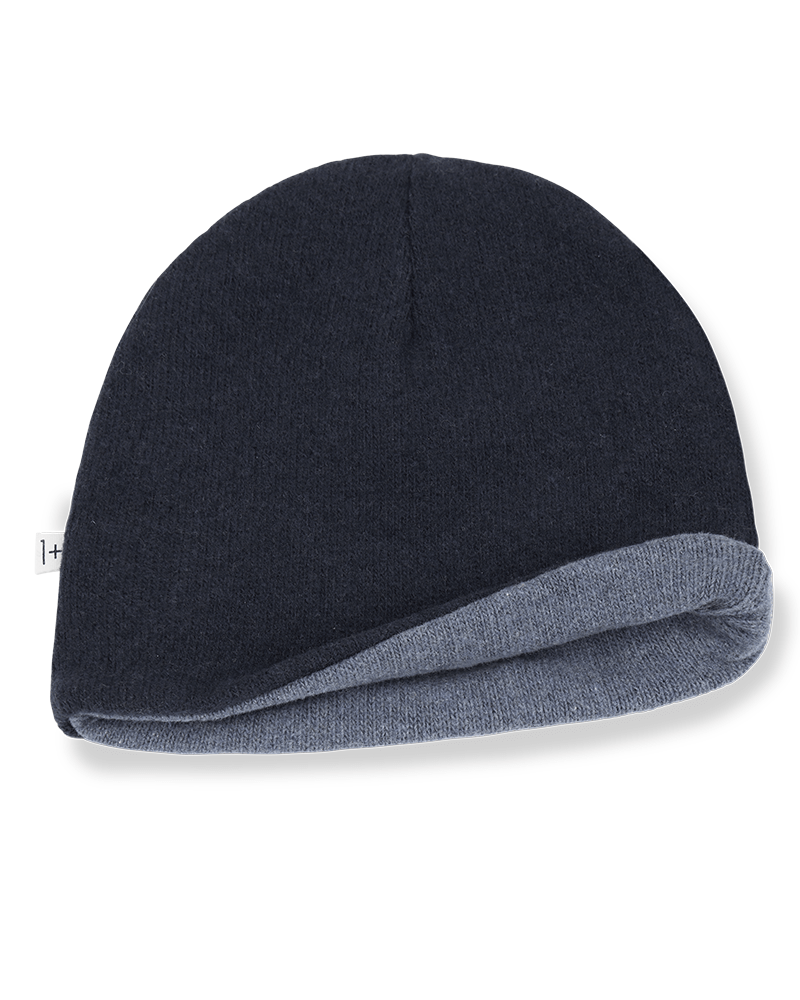 baby two toned blue reversible beanie - 'nick' by +1 in the family - +1 in the family - beanie