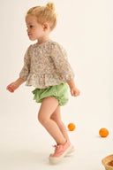 Cozmo "Alize" Striped Linen Like Bloomers in Green - My Little Cozmo - Bloomer
