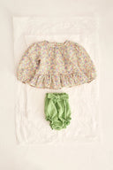 Cozmo "Alize" Striped Linen Like Bloomers in Green - My Little Cozmo - Bloomer