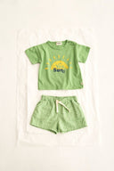 Cozmo "Ciro" Striped Linen Like Shorts in Green - My Little Cozmo - Bloomer