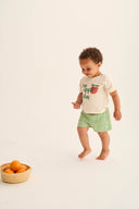 Cozmo "Ciro" Striped Linen Like Shorts in Green - My Little Cozmo - Bloomer