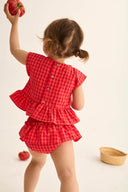 Cozmo "Coral" Ruffle Gingham Bloomer in Tomato - My Little Cozmo - Bloomer