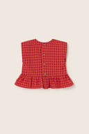 Cozmo "Lua" Short Sleeve Gingham Blouse in Tomato - My Little Cozmo - Blouse