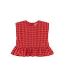 Cozmo "Lua" Short Sleeve Gingham Blouse in Tomato - My Little Cozmo - Blouse