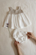 crochet cotton and linen dress + bloomer set - beige 'lola' - +1 in the family - 