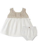 crochet cotton and linen dress + bloomer set - beige 'lola' - +1 in the family - 