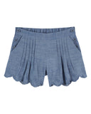 Emile et Ida Chambray Scalloped Embroidered Shorts for Toddler - Emile et Ida - Short