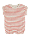 Emile et Ida "Rayure Coquelicot" Terry Cloth Romper in Red Stripes - Emile et Ida - Romper