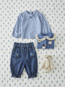 Emile et Ida baby embroidered harem pants denim