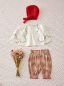 Emile et Ida baby embroidered gingham pants vichy broderie