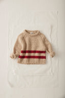 knitted wool tricot baby sweater - stone red stripes 'idaho' - cozmo - My Little Cozmo - 