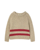 knitted wool tricot baby sweater - stone red stripes 'idaho' - cozmo - My Little Cozmo - 
