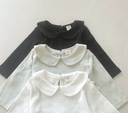 long sleeve collar pointelle tee - diac top - Meinbloom B - 