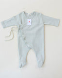 long sleeve footed pointelle onesie - sage "jeje" - Monbebe - One - piece