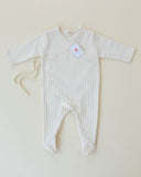 long sleeve footed pointelle onesie - white "jeje" - Monbebe - 