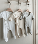 long sleeve footed pointelle onesie - white "jeje" - Monbebe - 