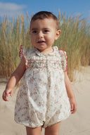 Marie Puce "Agata" Smocked Floral Bubble Romper in Roses Bouquet - Marie Puce - Romper